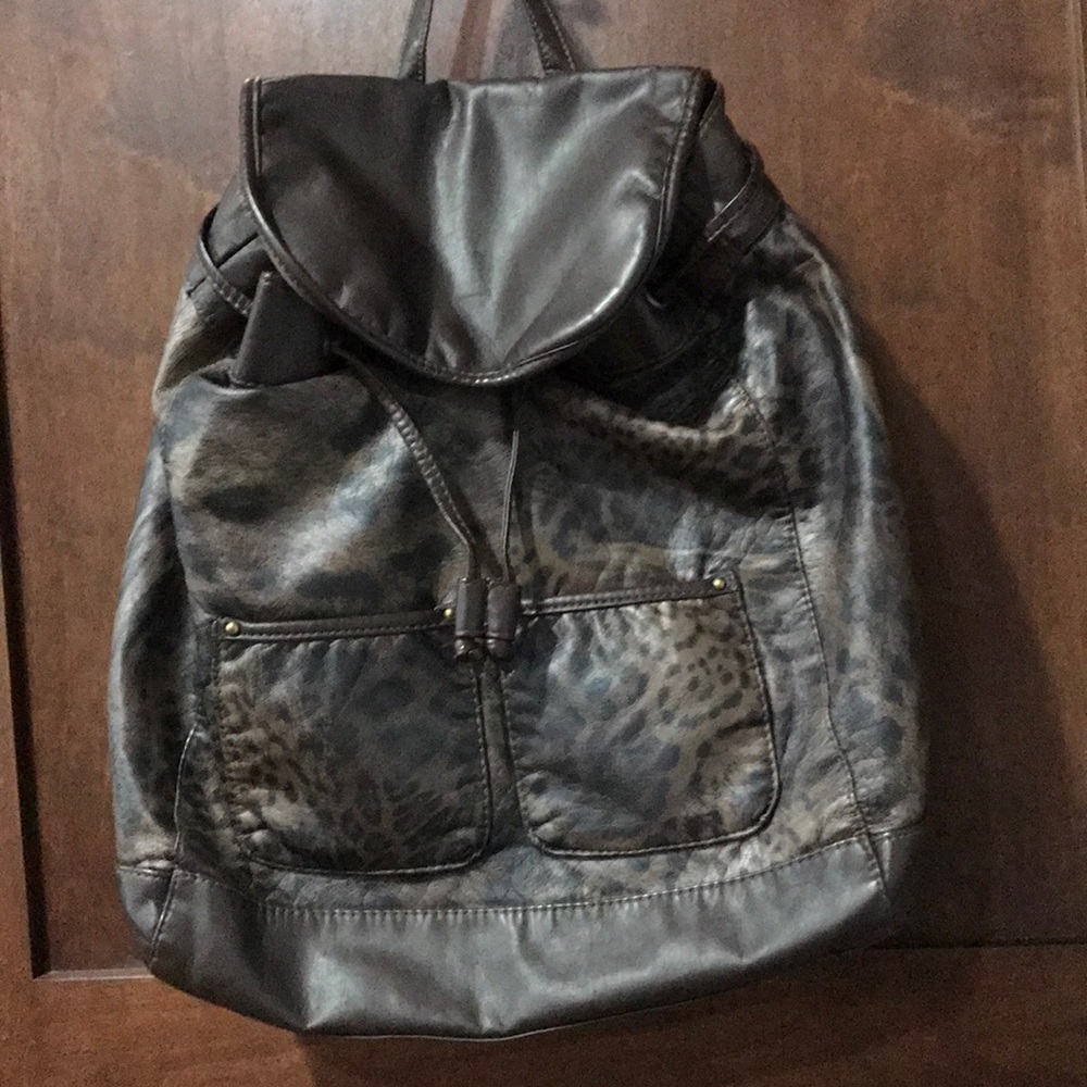 PU Leather leopard patterned backpack